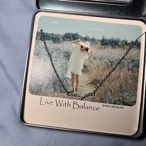 Elegant Silver Necklace ” Live with balance”